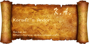 Korsós Andor névjegykártya